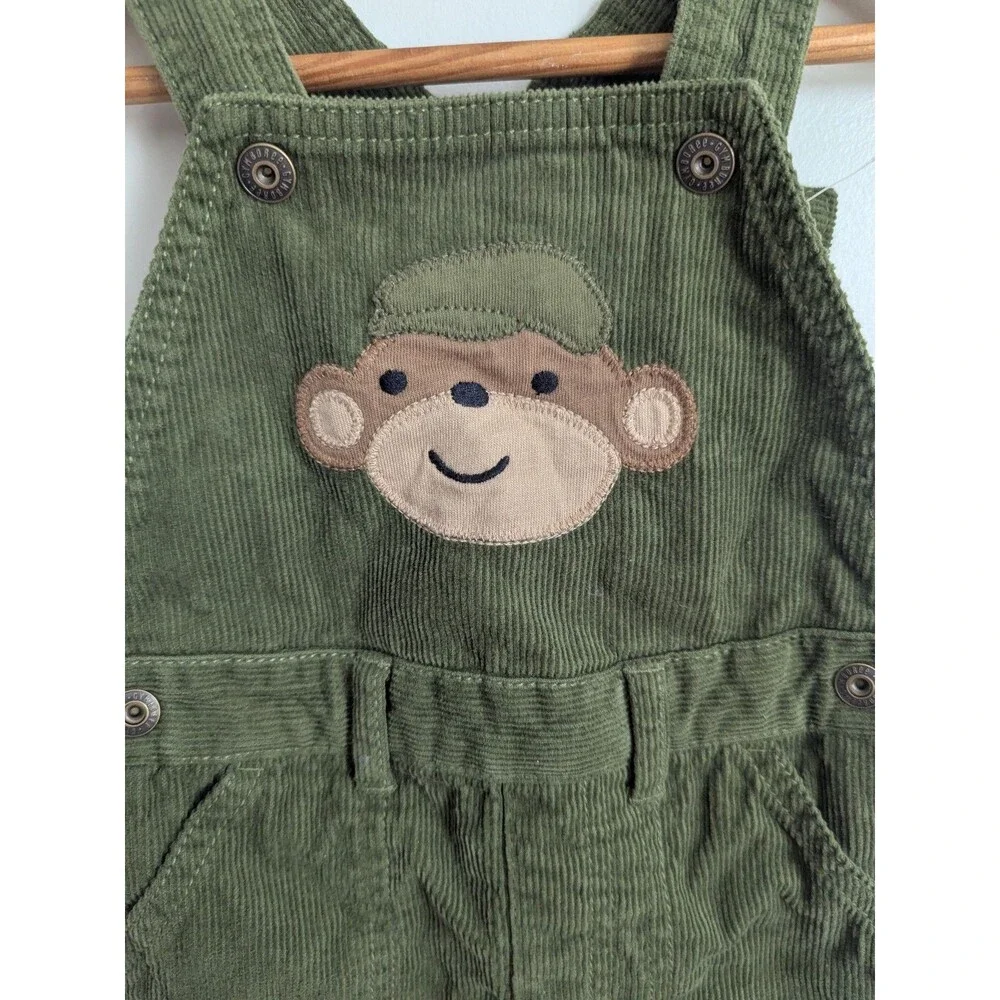 Y2k Gymboree Silly Monkey  Corduroy Overalls 12-18 months Green 100% Cotton Boys